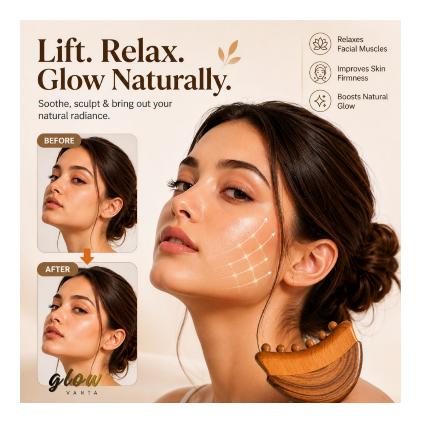 Glow Vanta Dry Brush — Lymphatic Face Massager