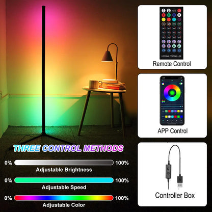 GlowVanta™ LumeRise – 160cm Smart RGB Corner Floor Lamp